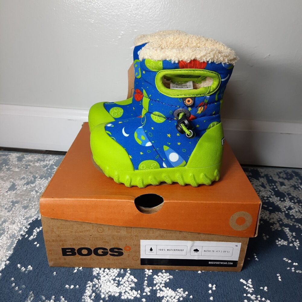 BOGS BMoc Space Snow Rain Boots Toddler Size 4 Blue Waterproof Insulated NEW